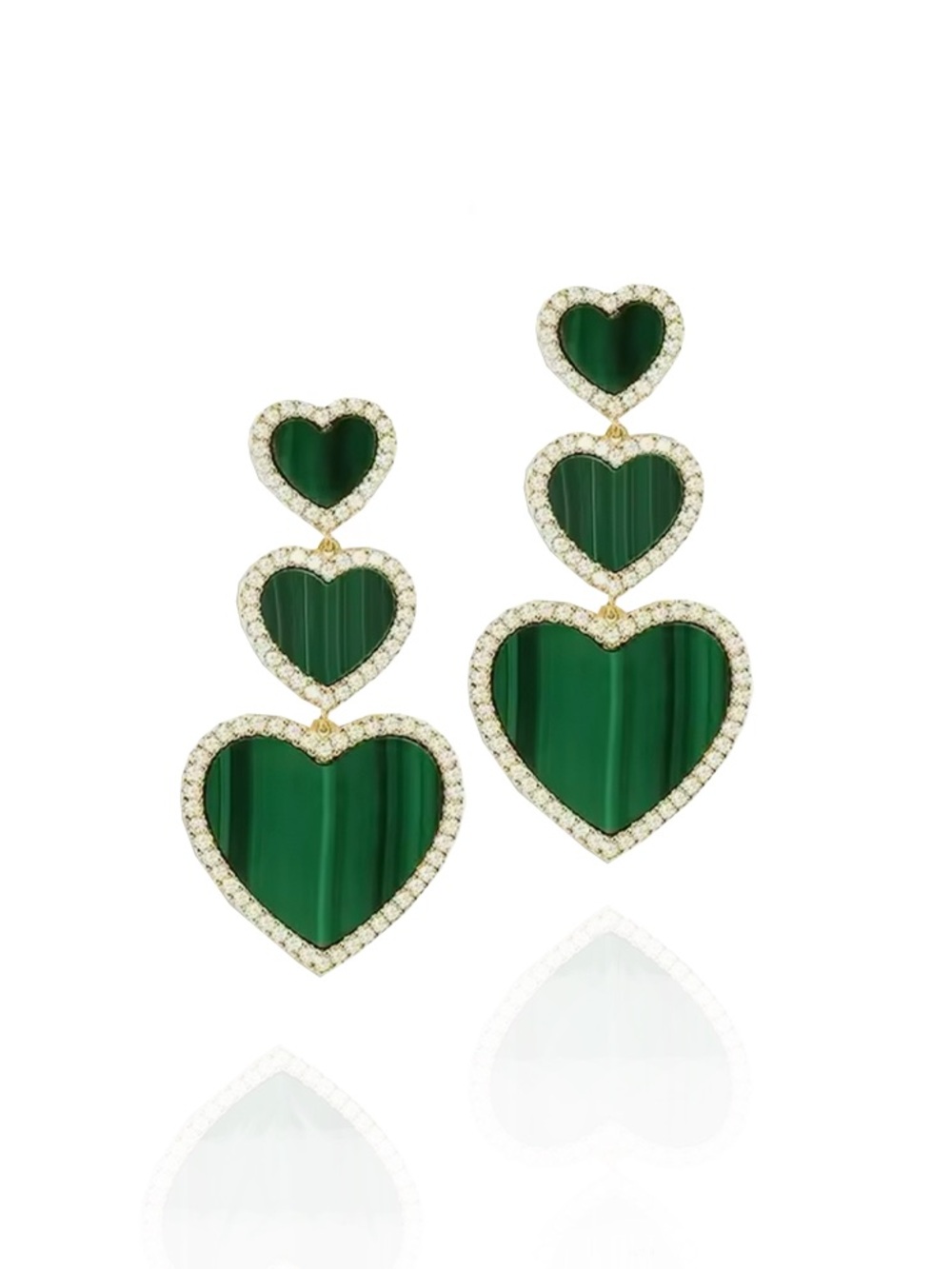 APM Monaco Malachite Heart Earrings